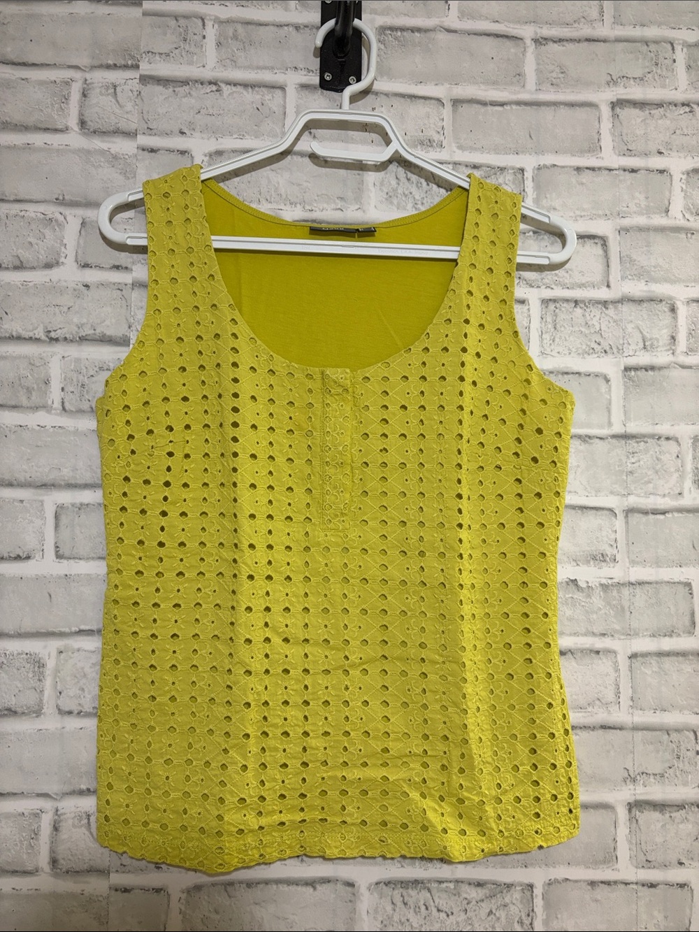Mexx Bright Yellow Eyelet Scoop Neck Tank Top, small